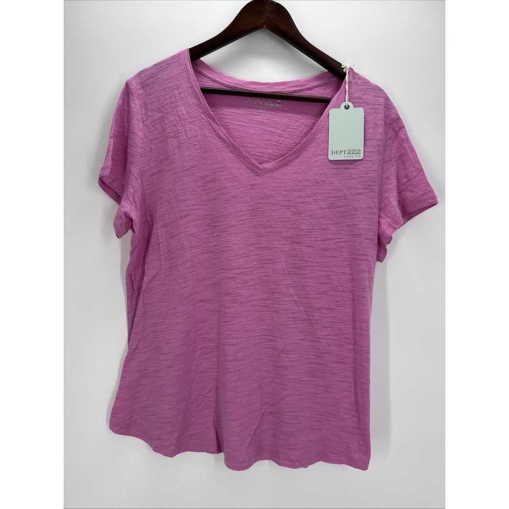 Dept 222 T-Shirt Women's XL Pink V-Neck Casual Short Sleeve